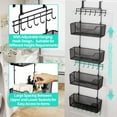 thumbnail image 4 of Over The Door Organizer with 4 Metal Baskets and Adjustable Coat Hook for Bathroom Kitchen Bedroom, 4 of 7