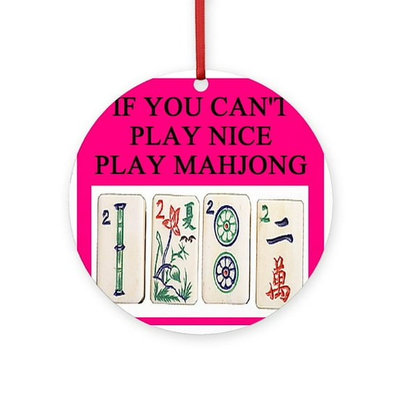 CafePress - Mahjong Player Gifts T Shirts - Round Wood Ornament 4"