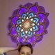thumbnail image 4 of Luz LED de noche, decoración de pared moderna con puertos USB, elegante lámpara colgante de paneles de MDF con diseño de mandala de madera, 4 of 5
