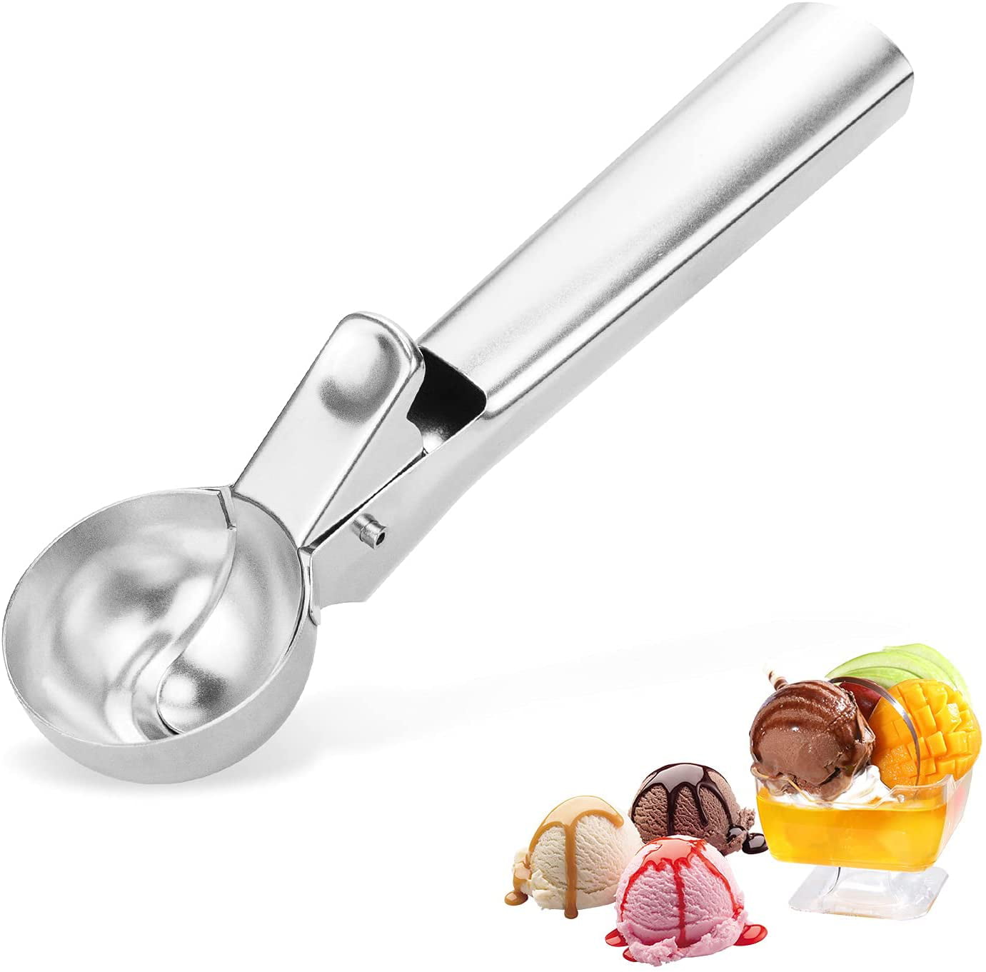 Easy Trigger Ice Cream Ball Spoon Scoop Maker Solid Stainless Steel Non Stick 