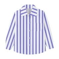 thumbnail image 7 of Oxford Dress Shirts for Boys Striped Long Sleeve Collared Button Up Shirt with Chest Pocket School Uniform (3-4 Years, Blue), 7 of 7
