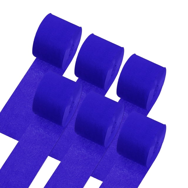 Uxcell Cintas de Papel Crepé 6 Rollos 492 pies para Decoración, Azul Oscuro (1.8 in x 82 ft/Rollo)