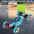 thumbnail image 6 of Gesture RC Car, 2.4GHz 4WD Gesture Sensing RC Stunt Car Toys, Drift Hand Controlled Remote Control Twist Cars Offroad 360 Rotation with Lights Music for Birthday Gifts, Cyan, 6 of 9