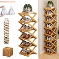 thumbnail image 1 of The 9-Tier No-Assembly Bamboo Rack, 2026 New Foldable Vertical Storage Organizer, Eco-Friendly, Durable, and Beautiful, No Installation Required, for Entryway Closet Dorm (Nature,6 Tier), 1 of 8