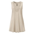 thumbnail image 3 of Women's 2026 Summer Dress Casual Fashion V Neck Embroidered Sleeveless Top Boho Dress by Yigetop Beige 3XL, 3 of 8