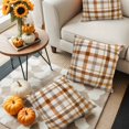 thumbnail image 5 of Brown Checked Throw Pillow Covers 18x18 Inch Set of 2, Watercolor Coffee Buffalo Plaid Waterproof Outdoor Pillow Covers, Decorative Cushion Pillowcases for Couch, Sofa, Bed, Garden, Patio, 5 of 9