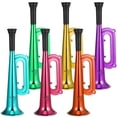 thumbnail image 1 of Plastic Toy Trumpets for Kids Assorted Color Vertical Design Great for Parties and Events 6 Pieces, 1 of 8