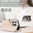 thumbnail image 3 of Compatible With iPhone 13 Pro Wallet Case with Card Holder Kickstand Double Magnetic Clasp Zipper Pocket Lanyard Strap Wristlet, Leather Flip Case Women Men Wallet Cover,White, 3 of 16