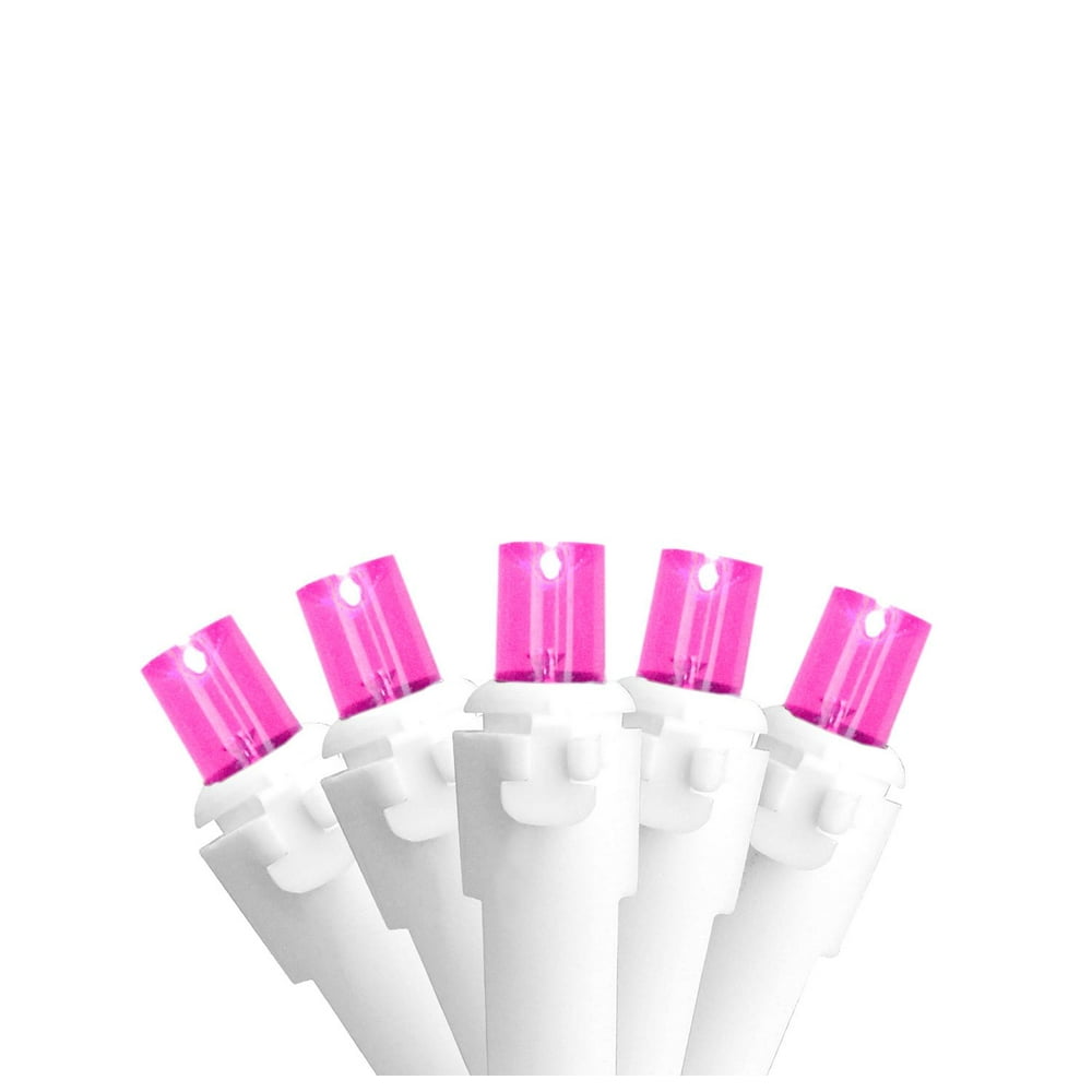 Set of 50 Pink LED Wide Angle Christmas Lights