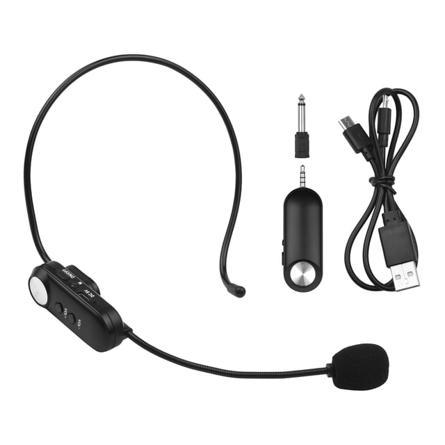 Andoer Headset All-Purpose Wireless Microphone UHF Wireless Mic Microphone System Built-in Battery with 3.5mm Plug/ 6.35mm Converter for Video Recording Vlogging Live Streaming Teaching Meet