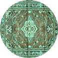 thumbnail image 1 of Ahgly Company Indoor Round Medallion Turquoise Blue Traditional Area Rugs, 6' Round, 1 of 4