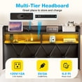 thumbnail image 5 of 14" Twin Size LED Bed Frame with Built in Charging Station & 2 Storage Drawers, Metal Platform Bed Frame with 2-Tier Storage Headboard, Noise-Free/Metal Support, Black, 5 of 9