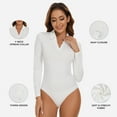 thumbnail image 3 of Henley Bodysuit for Women Long Sleeve Tops Bodysuits Dressy Blouse Casual, 3 of 6