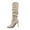 Beige, variant on Dasayo Beige Woman Boots Slouch Dress Mid-Calf Pointed Toe High Heel Wide Calf Boots Shoes for Women 35
