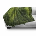 thumbnail image 3 of Plant Soft Flannel Fleece Throw Blanket, Tropical Tranquil Place with Lots of Green Trees Earthly Places Untouched Jungle, Cozy Plush for Indoor and Outdoor Use, 50" x 70", Apple Green, by Ambesonne, 3 of 6