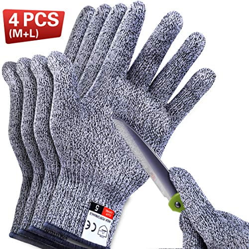 4 PCS Cut Resistant Gloves Food Grade Level 5 Protection for Kitchen