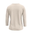thumbnail image 4 of Telankuip 3/4 Length Sleeve Womens Tops Solid Color Stretch Slim Fit Crew Neck Casual T-Shirts Soft Comfortable Going out Basic Tees 2026 Simple and Stylish Summer Clothes Beige L, 4 of 5