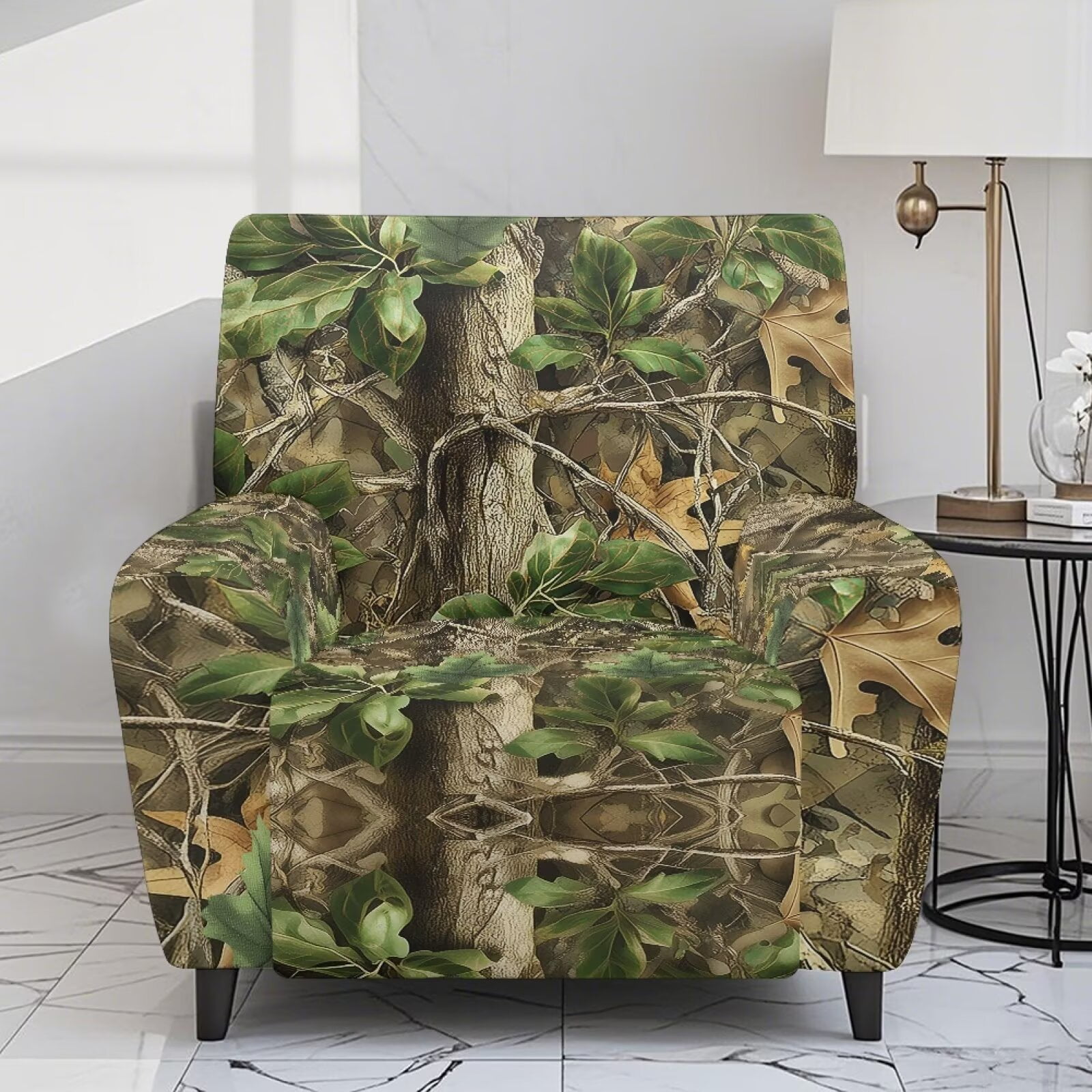 Yuyamidu Camo Reclining Chair Covers 4 Pieces Hunting Recliner Sofa Slipcovers with Pocket Easy to Install Single-Seater Sofa Slipcovers 4 Pieces Soft Furniture Protector