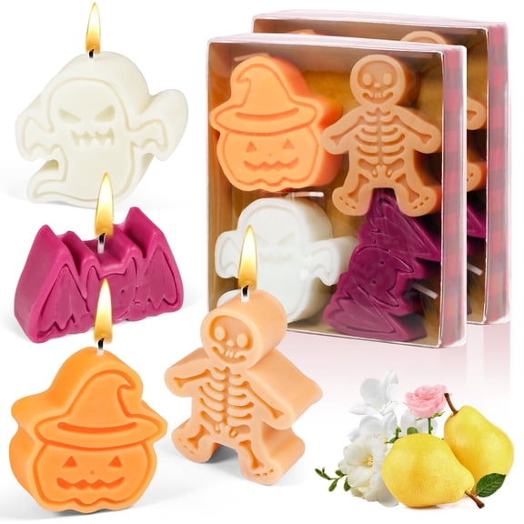 SCENTORINI 8 Pcs Tealight Candles, Scented Tealight Candles for Tabletop Decor, Pumpkins, Bats, Skeletons, Ghost Shape