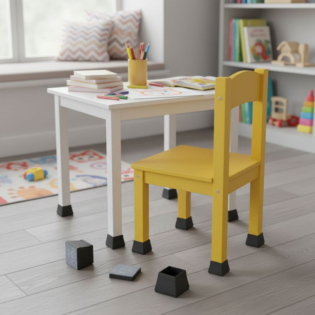 16 PCS Square Chair Leg Floor Protector, Silicone Chair Leg Cover, Mobile Table Leg pad, Furniture Leg Protectors with Felt,Protect The Floor from Scratches.1 1/2 in Black.