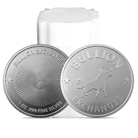 Tube of 20 - 1 oz Bullion Exchanges Silver Round .999 Fine