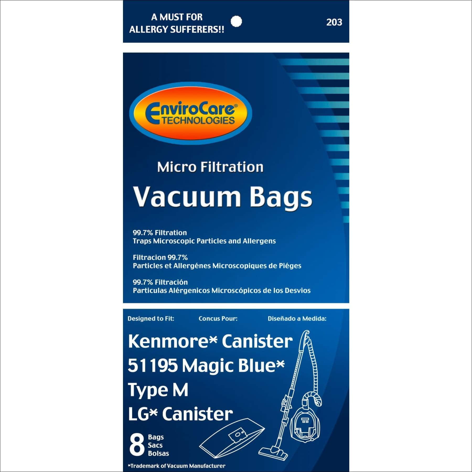 Kenmore Canister Style 51195 Magic Blue Vacuum Cleaner Bags, EnviroCare