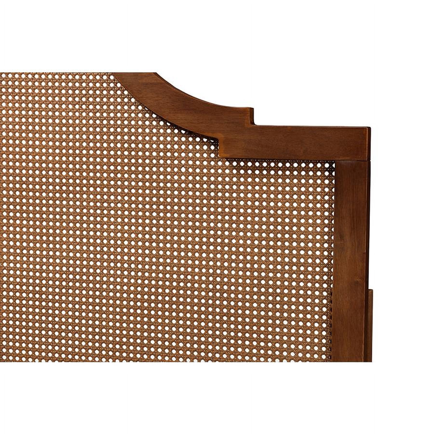 Baxton Studio Risha Ash Walnut Finished Wood and Rattan Queen Size Headboard