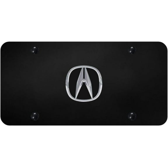 Au-Tomotive Gold, Inc. Officially Licensed Black License Plate with Acura Chrome Logo