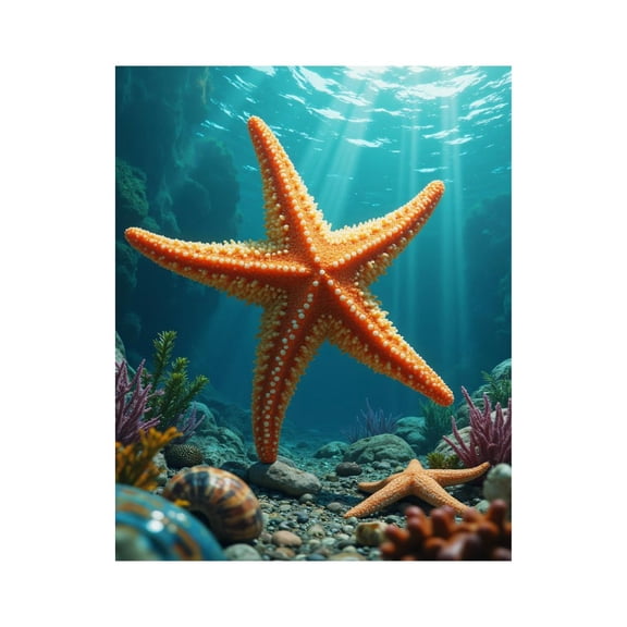 Paint by Numbers Kit for Adults, Underwater Starfish Ocean Scene Paint by Numbers, Easy Paint by Numbers Kit for Adults Beginner, DIY Adult Paint by Number Kits on Canvas, 12x16in Home Decor