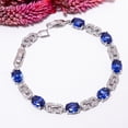 thumbnail image 4 of Blue Sapphire, CZ 925 Sterling Silver Adjustable Tennis Bracelet 7-8" B0229, Blue Sapphire Bracelet, Blue Bracelet, Oval Bracelet, 4 of 6