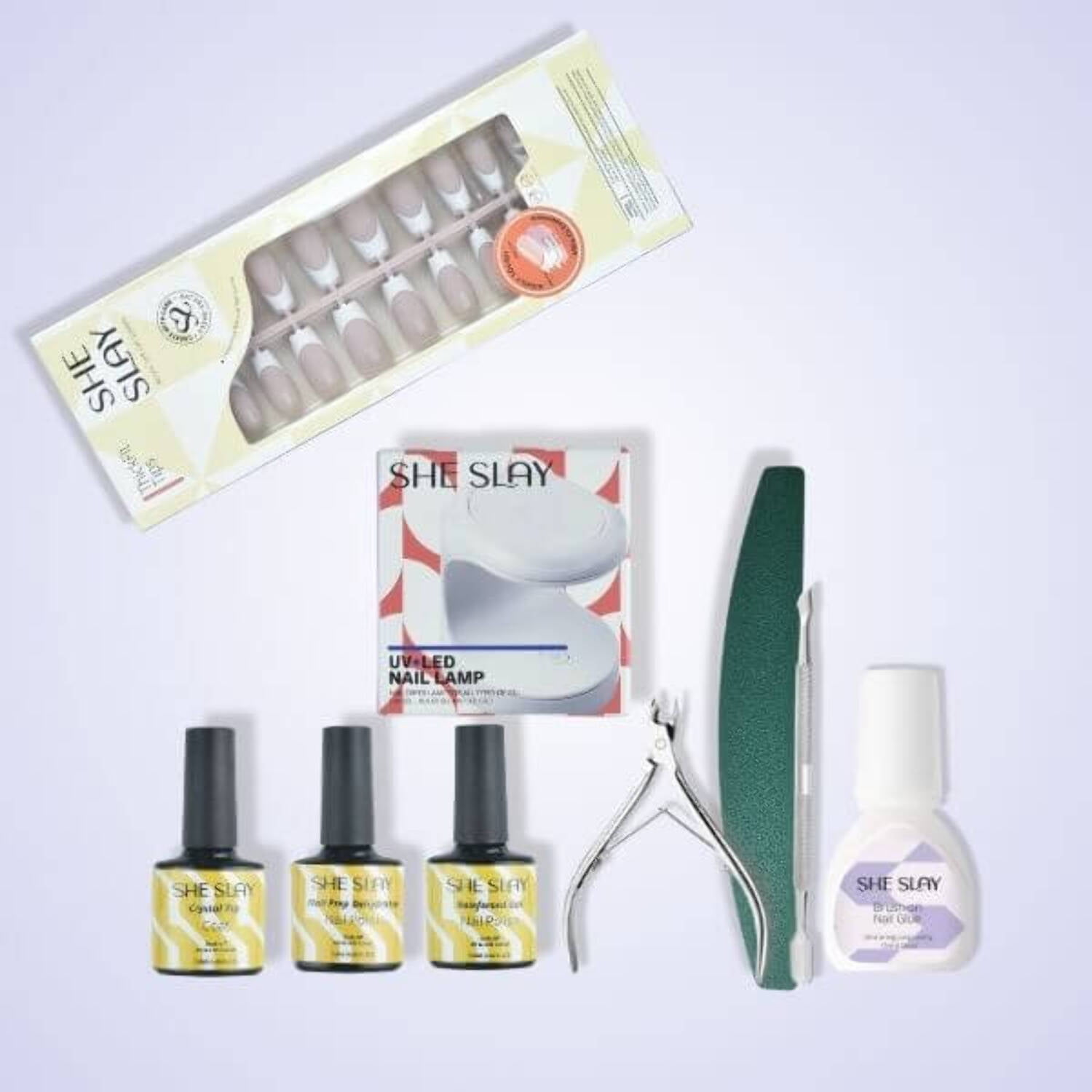 SheSlay Press-On Nail Starter Kit – UV Lamp, Nail Prep  Thifit Coffin Nails