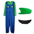 thumbnail image 3 of Guvpev Super Bros Costume, Deluxe Super Brothers Fancy Dress Costume with Hat & Mustache Dress up Accessories, Halloween Costumes for Cosplay Party, 3 of 11