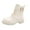 White, variant on Boots for Women Winter Ankle Boots Solid Color Round Toe Front Lace-Up Side Zipper Chunky Heel Mid-Heel Ankle Boots