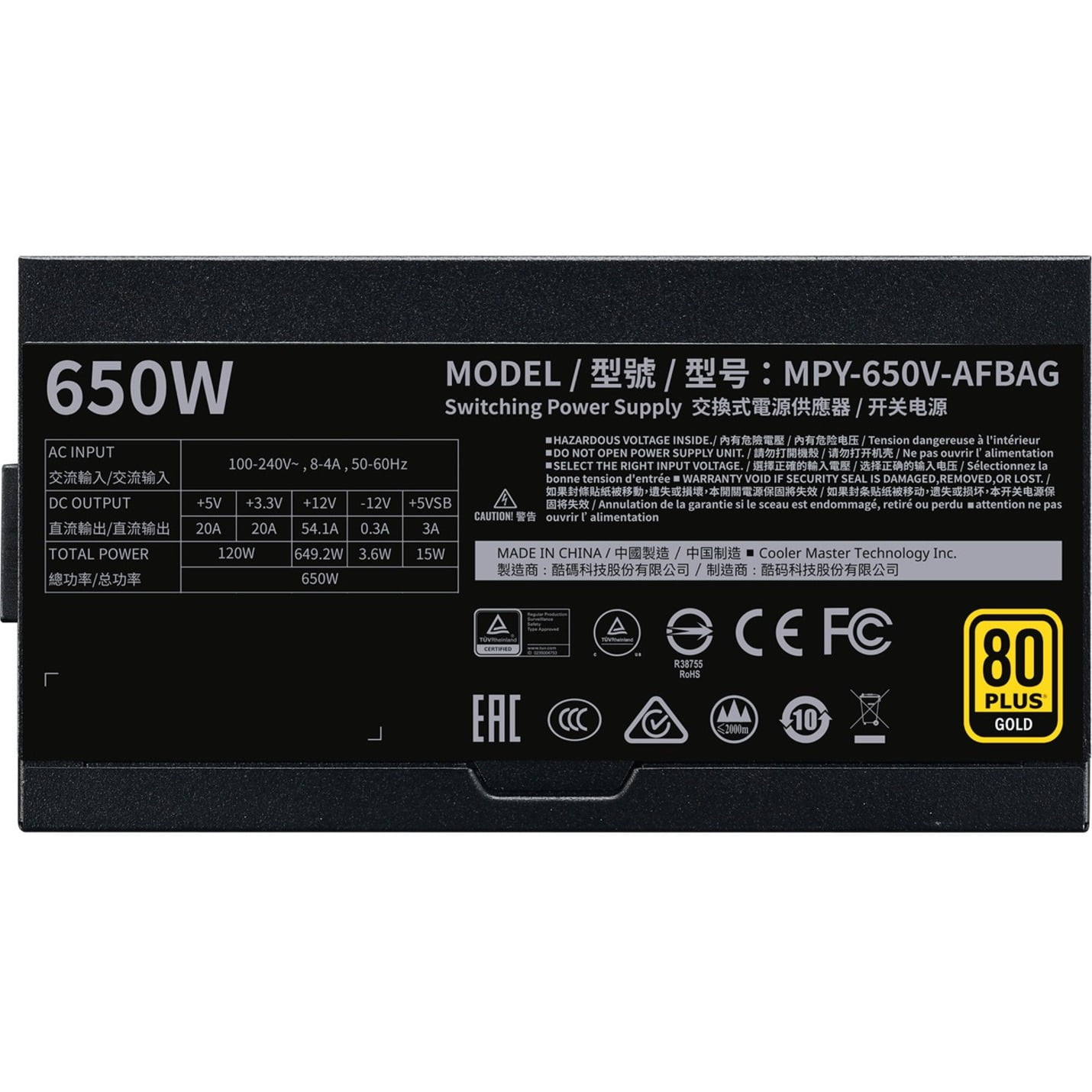 Cooler Master MPY-850V-AGBAG-US 850 watt V2 Gold 80 Plus Gold Full 