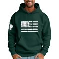 thumbnail image 3 of Men's Flag Print Oversized Hooded Sweatshirt, Long Sleeve Loose Fit Fleece Pullover for Casual Wear, Patriotic Style,Dark Green,2XL, 3 of 5