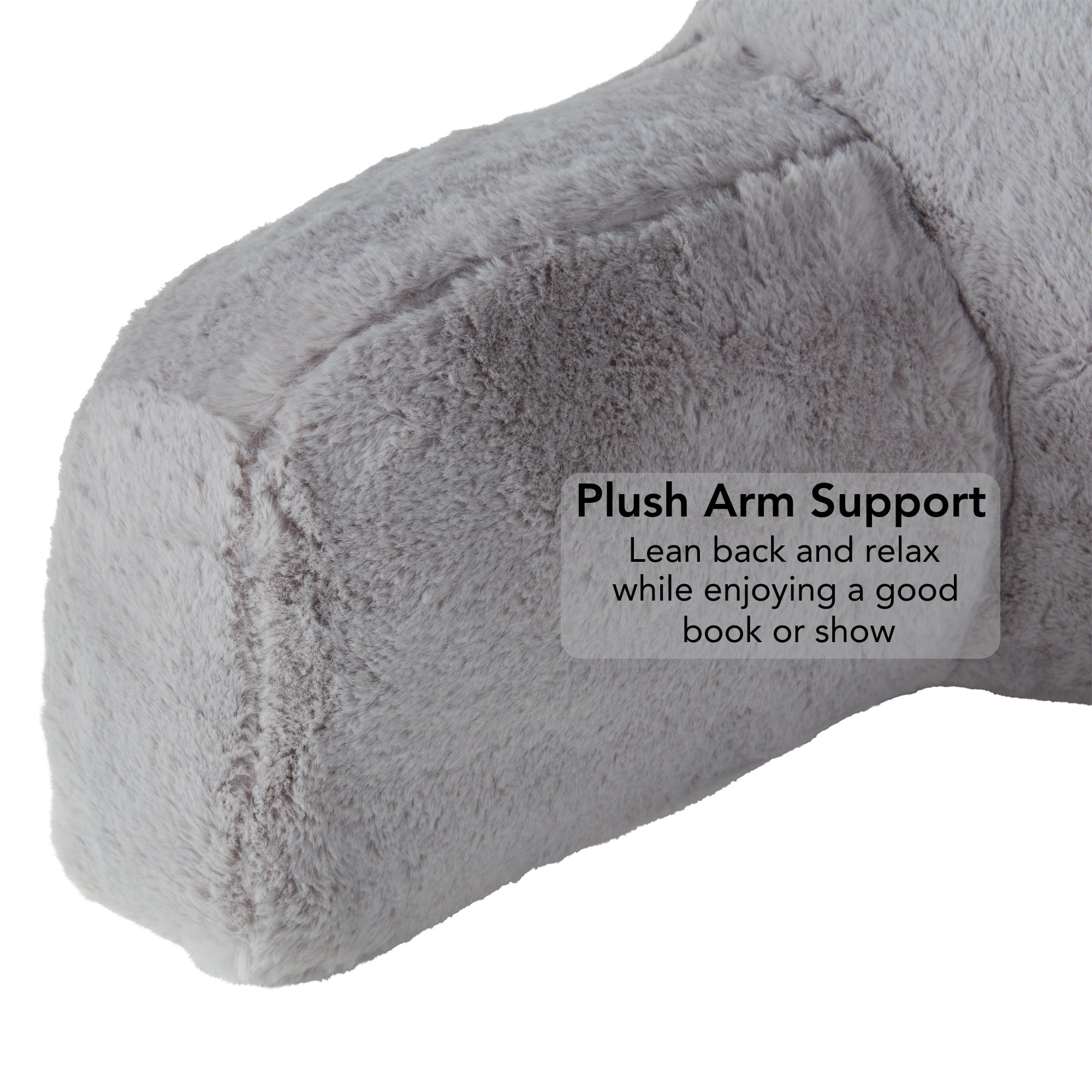 Faux Fur Bed Rest Pillow with Removable Cover, Whisker Gray