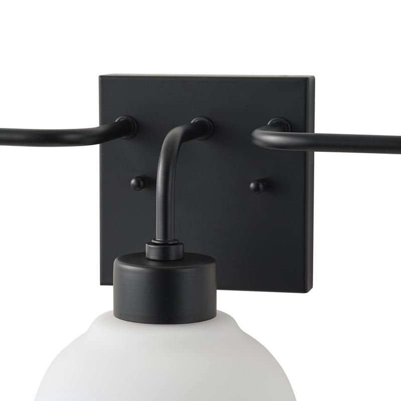 3-Light Black Vanity Light with Frosted Glass Shades, Stylish Bathroom Wall Sconce for Over Mirror, Bedroom (24.6 IN)