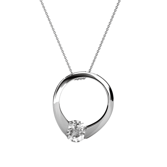 Cate & Chloe Dahlia 18k White Gold Plated Pendant Necklace with Swarovski Crystal Gift for Women