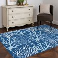 thumbnail image 4 of Navy Blue Coral Coastal Area Rug 3x5 FT, Non Slip Entryway Bedside Carpet, Ocean Nautical Seaside Beach Washable Soft Floor Carpet Indoor Mat Non-Shedding Throw Rug for Dorm Kitchen Home Office, 4 of 9