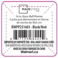 thumbnail image 4 of Mainstays Basic Bell Planter 16 inch Black, Classic Design with Attached Tray Durable Weather Resistant Matte Finish, 4 of 4