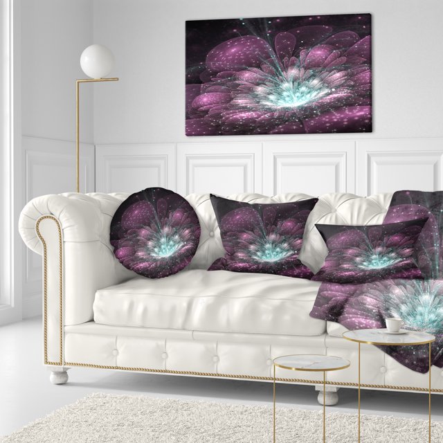 Purple Fractal Flower - Modern Floral Canvas Art Print