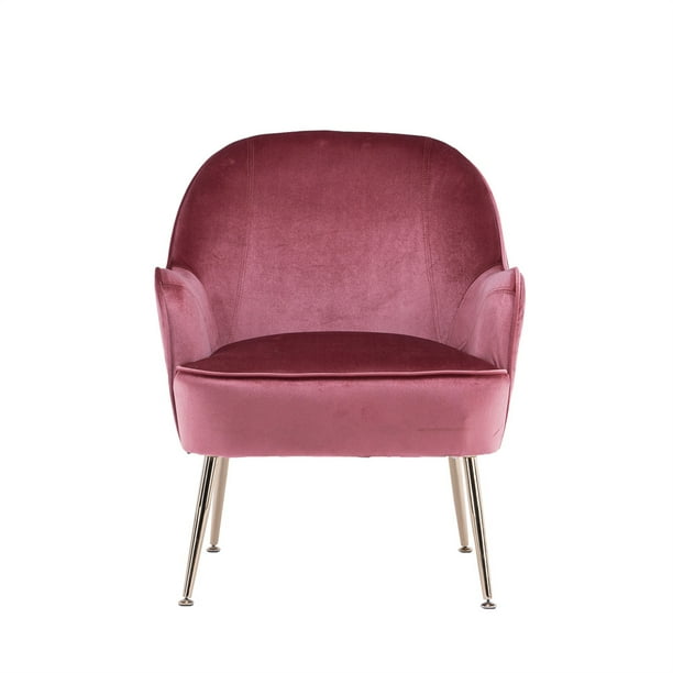 Velvet Accent Chair, Modern Comfy Single Sofa Chair Upholstered Armchair with Golden Legs, Mid