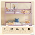 thumbnail image 3 of Aukfa Bunk Bed Twin Over Twin, Junior Wooden Floor House Bunk Bed Frame for Kids Boys Girls, Pink, 3 of 8