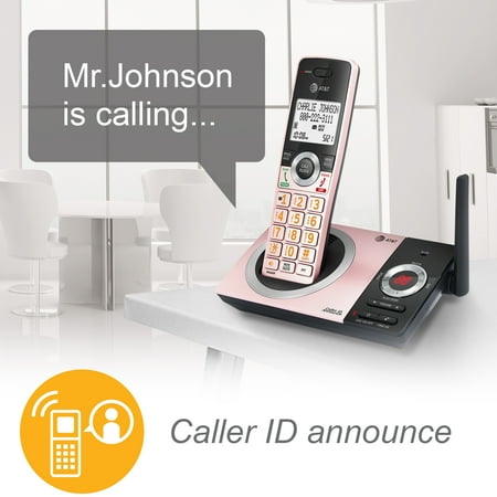 AT&T CL82229 2 Handset Cordless Expandable Answering System with Smart Call Block, Rose Gold