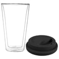 thumbnail image 2 of Double Wall Glass Coffee Mug with Silicone Lid Cappuccino Mug Coffee Cup Milk Tea Water Cup, 2 of 5