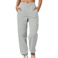 thumbnail image 2 of Joggers for Women Fall Winter Elastic High Waist Straight Leg Relaxed Fit Jogger Sweatpants with Pockets Jogging Pants, 2 of 8