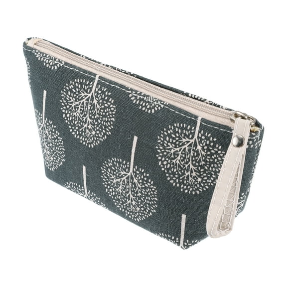 Unique Bargains 1 Pc Women Wishing Tree Small Cosmetic Bag for Travel Vacation Bathing Navy Blue Canvas