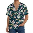 thumbnail image 3 of Wukai Lilies Flowers Men's Casual Short-Sleeve Button Down Shirt - Lightweight Summer Dress Shirt for Daily Wear-Small, 3 of 7