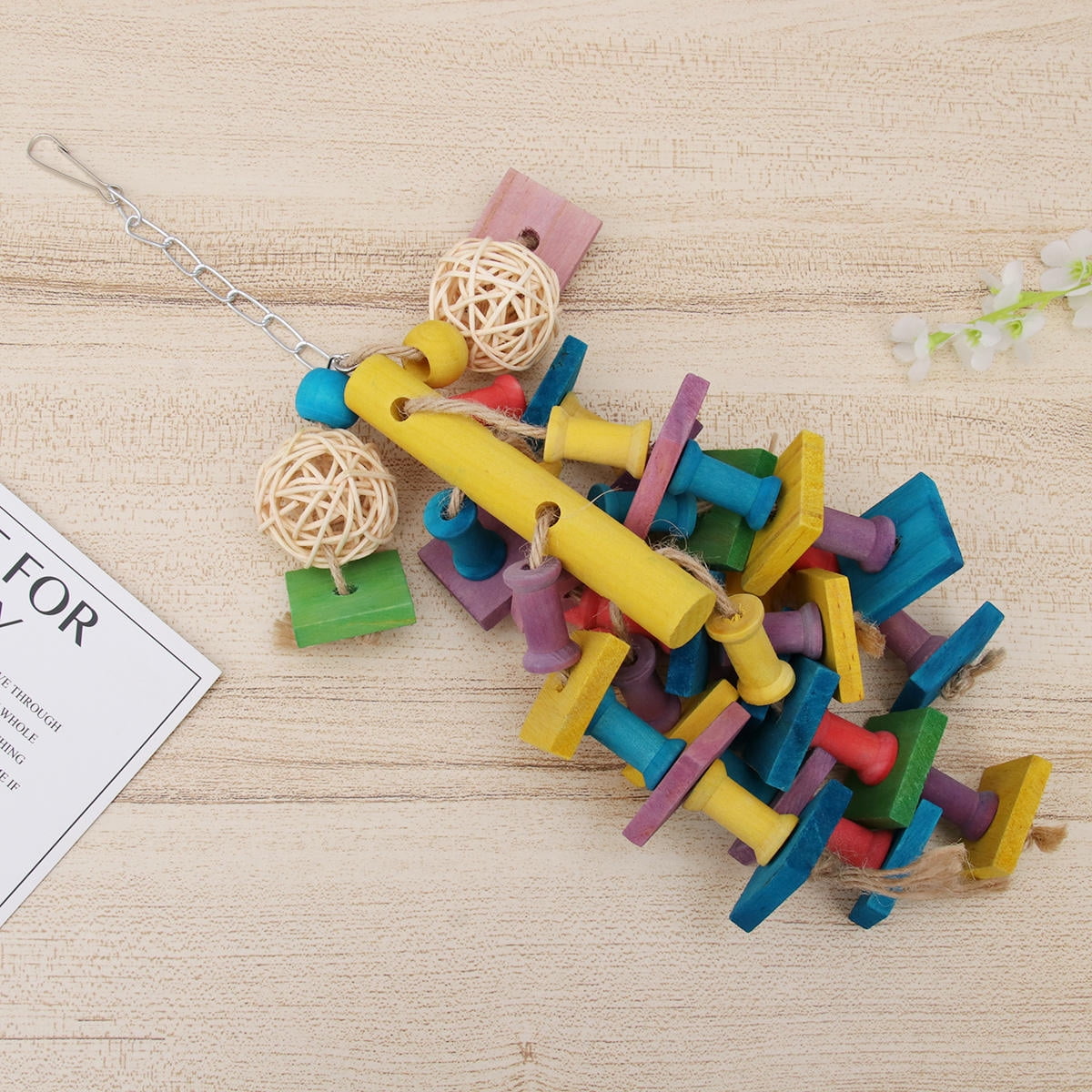 NICEXMAS Multi-Colored Swing Ladder Toy for Parrots - Parrot Building Blocks Set, and Fun Bird Playground Accessory