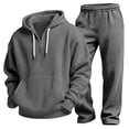 thumbnail image 2 of LYEAA Fall Outfits for Men 2 Piece Lounge Wear Set Long Sleeve Hoodie and Pant Casual Two Piece Set with Pockets, 2 of 8